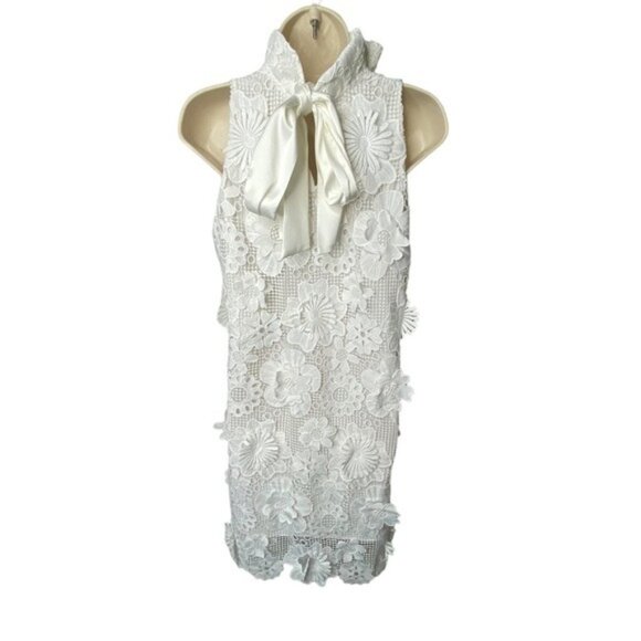 Tuckernuck | NEW Blanc White Guipure Lace Blythe Sleeveless Mini Dress Size M - Picture 6 of 10